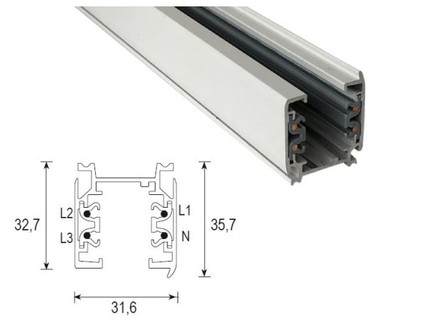 Carril de superficie trifásico